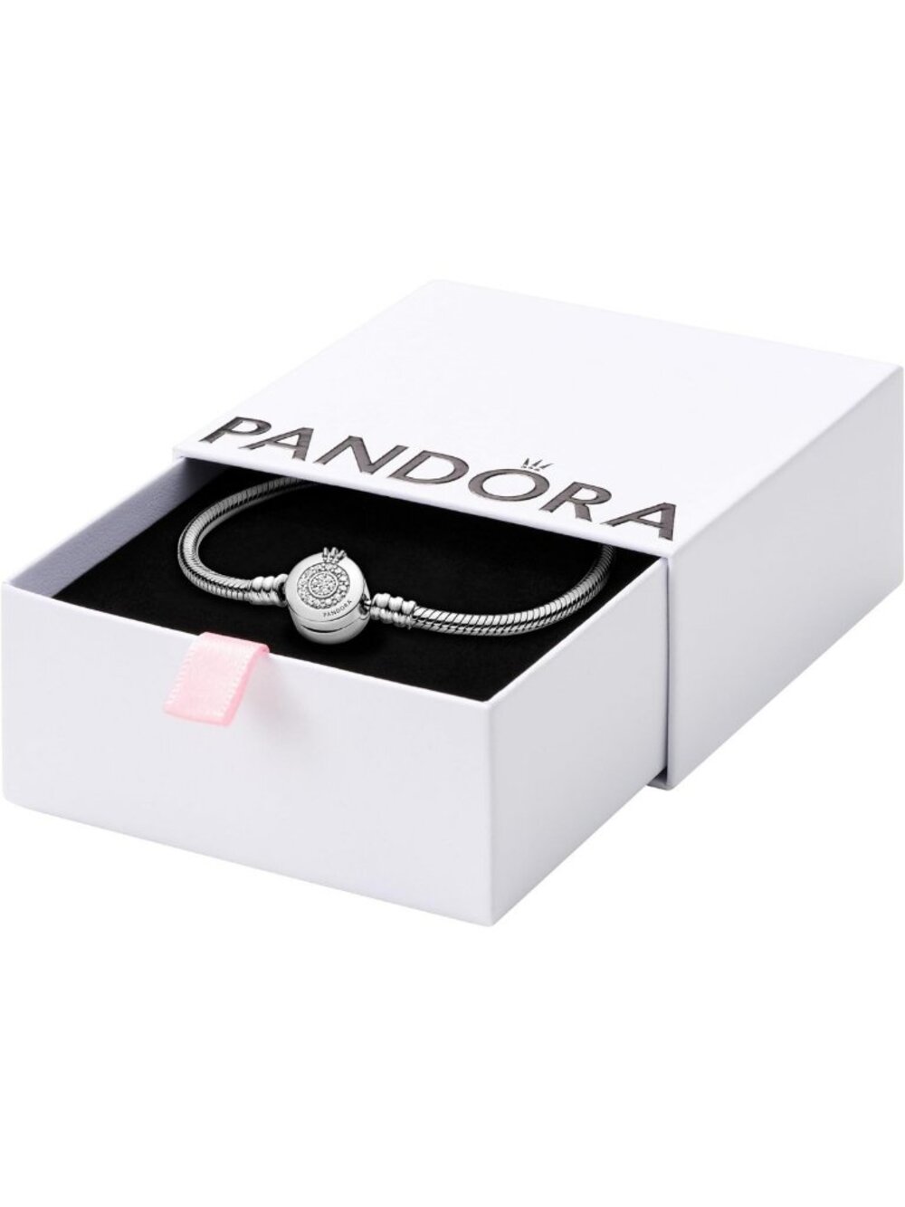 Sparkling Crown Pavé Clasp Snake Chain Bracelet - Elegant Jewelry for Any